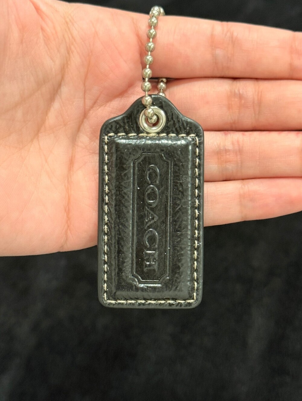 2.5" Y2K Coach Leather Key Fob Keychain Hang Tag Hangtag